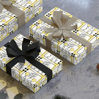 Vibrant Dog & Cat Birthday Gift Wrap - 1 Roll in Black & Yellow - Korvel