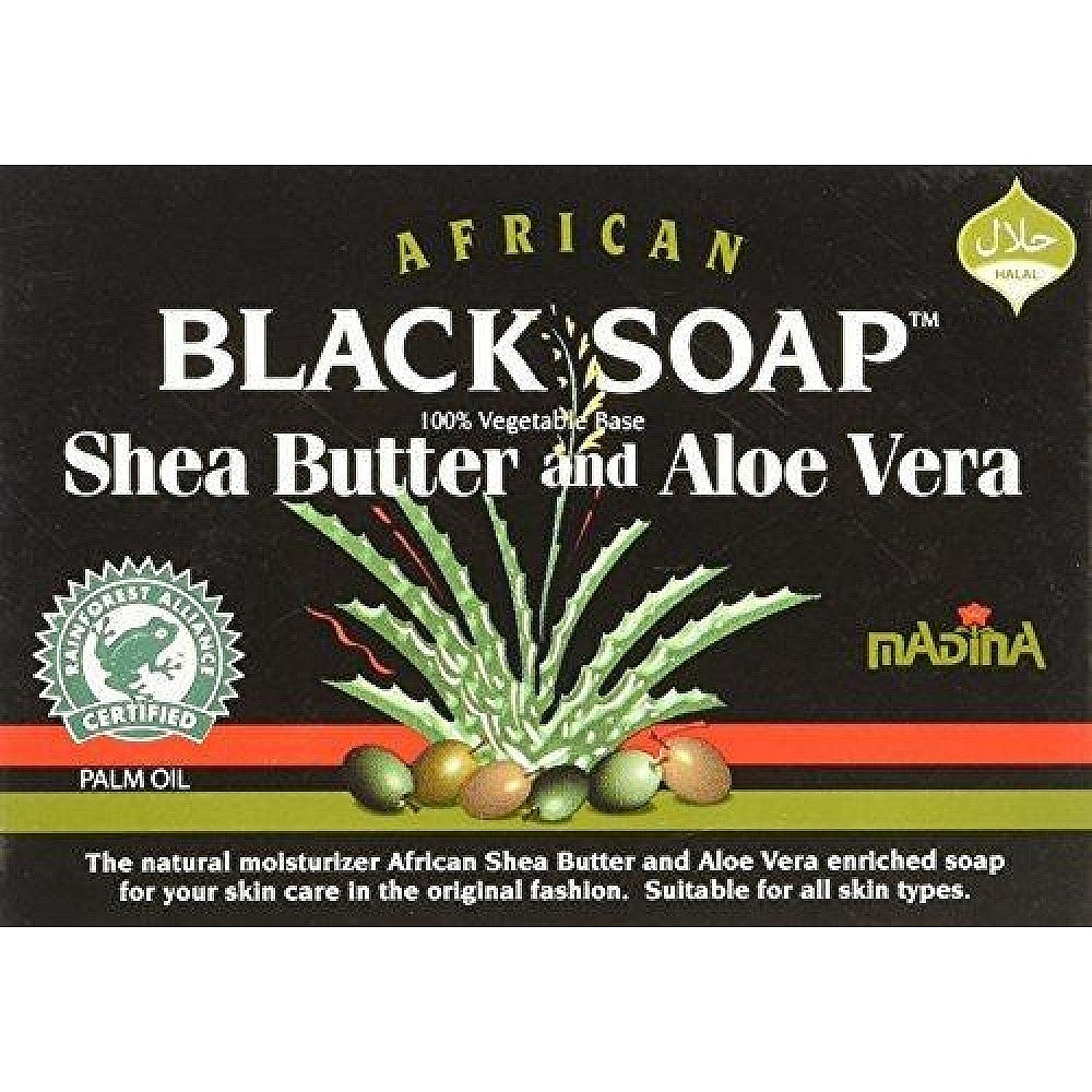 Madina African Black Soap with Shea Butter & Aloe Vera - 3.5 Oz