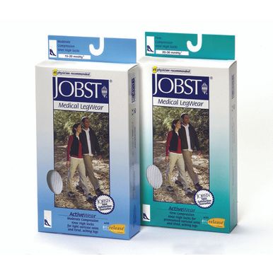Chaussettes de compression Jobst ActiveWear hauteur genou - 20-30 mmHg, Moyen, Blanc