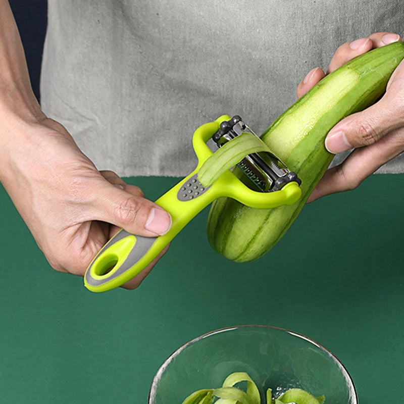 3 In 1 Rotary Peeler Fruit Vegetables Cabbage Graters Salad Carrot Potato Slicer Kitchen Multifunction Grater Julienne Peeler - Korvel