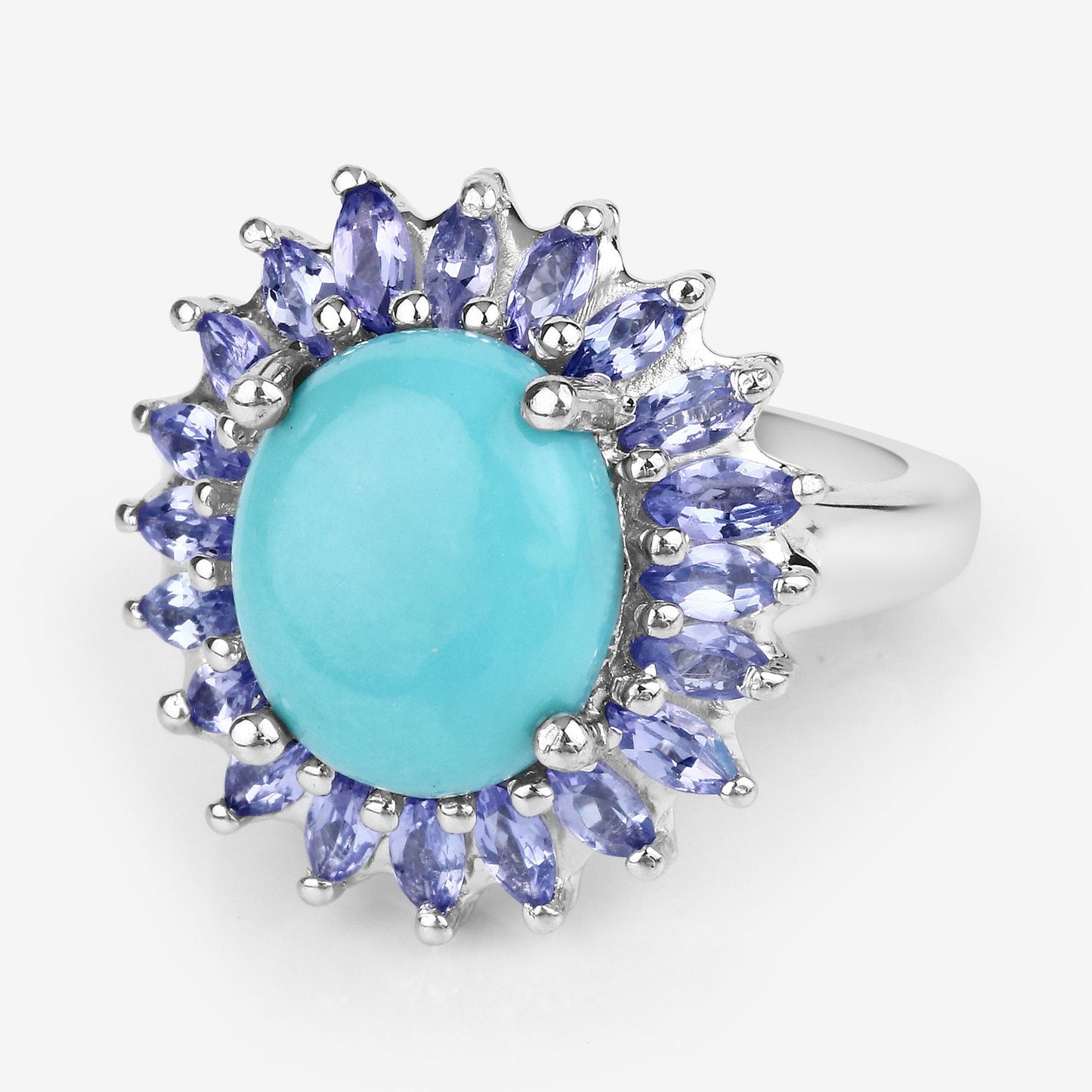 Bague de fiançailles en argent sterling Larimar et Tanzanite de 6,10 carats