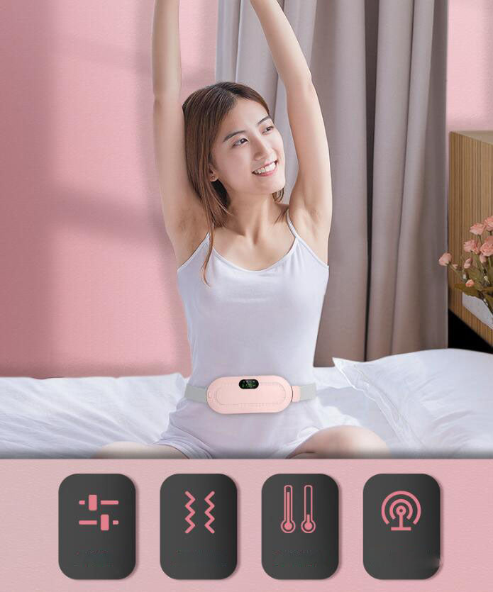 Waist Massager Warm Palace Belt Electric Heating Uterus Acupoints Vibrating Massage Relieve Menstrual Pain Portable USB Charging - Korvel
