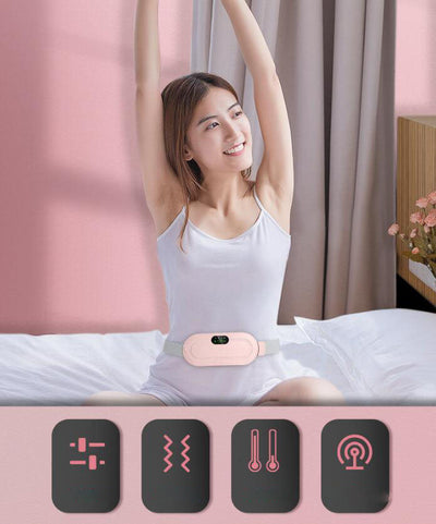 Waist Massager Warm Palace Belt Electric Heating Uterus Acupoints Vibrating Massage Relieve Menstrual Pain Portable USB Charging - Korvel