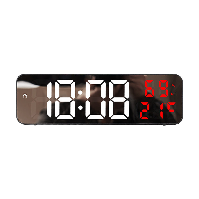 9-Inch Digital Wall Clock: Temp/Humid, Night Mode, Snooze, 12/24H, USB Plug-in LED Alarm Clock - Korvel