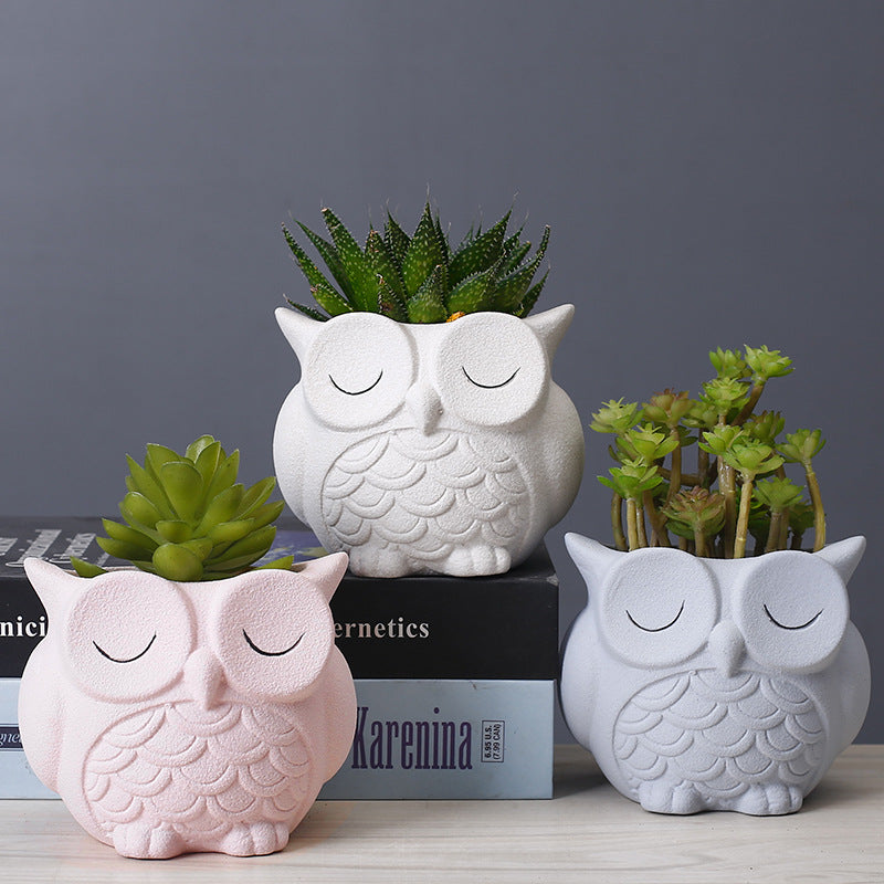 Maceta de Cerámica con Diseño de Animal - Decoración Creativa para el Escritorio
