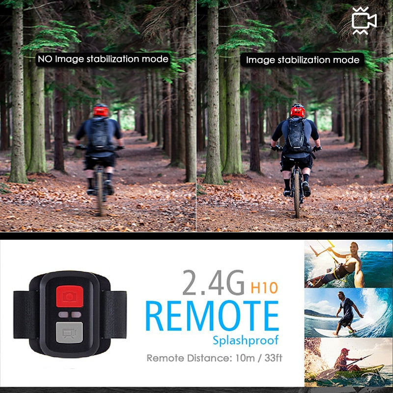 H10 EIS Anti-shake Action Camera Ultra HD 4K / 60fps WiFi 2.0" 170D Underwater Waterproof Cam Helmet Vedio Go Sport Pro Came - Korvel