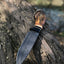 Handcrafted Viking Knife with Stone Texture - 1095 High Carbon Steel - Korvel