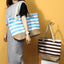 Stylish Striped Beach Bag for Women - Large Capacity