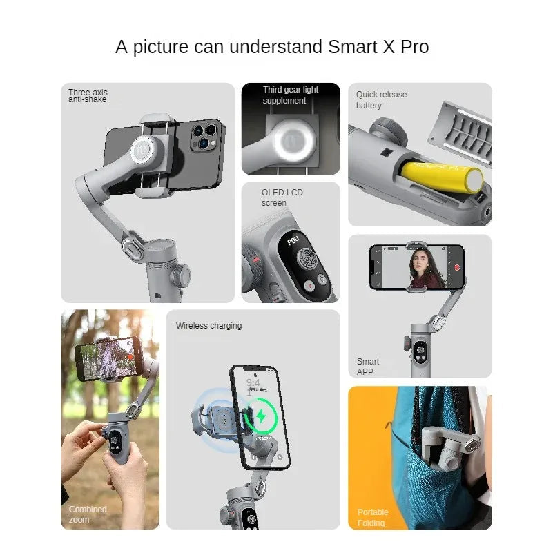 XPro mobile phone three-axis anti shake stabilizer Tiktok short video VLOG shooting handheld PTZ live broadcast support - Korvel