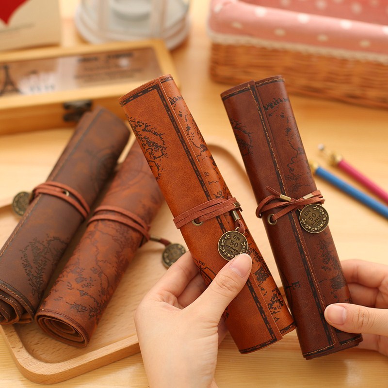 Bolsa de Lápiz de Cuero Retro Premium para una Organización Elegante