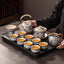 Elegante juego de té Kung Fu de cerámica Ru en azul y blanco