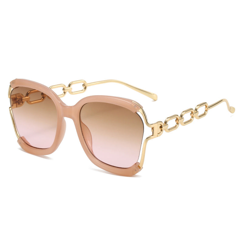 Chains Sunglasses European and American Street Photography Fashion Trend Metal Hollow Brushed Glasses UV400 - Korvel