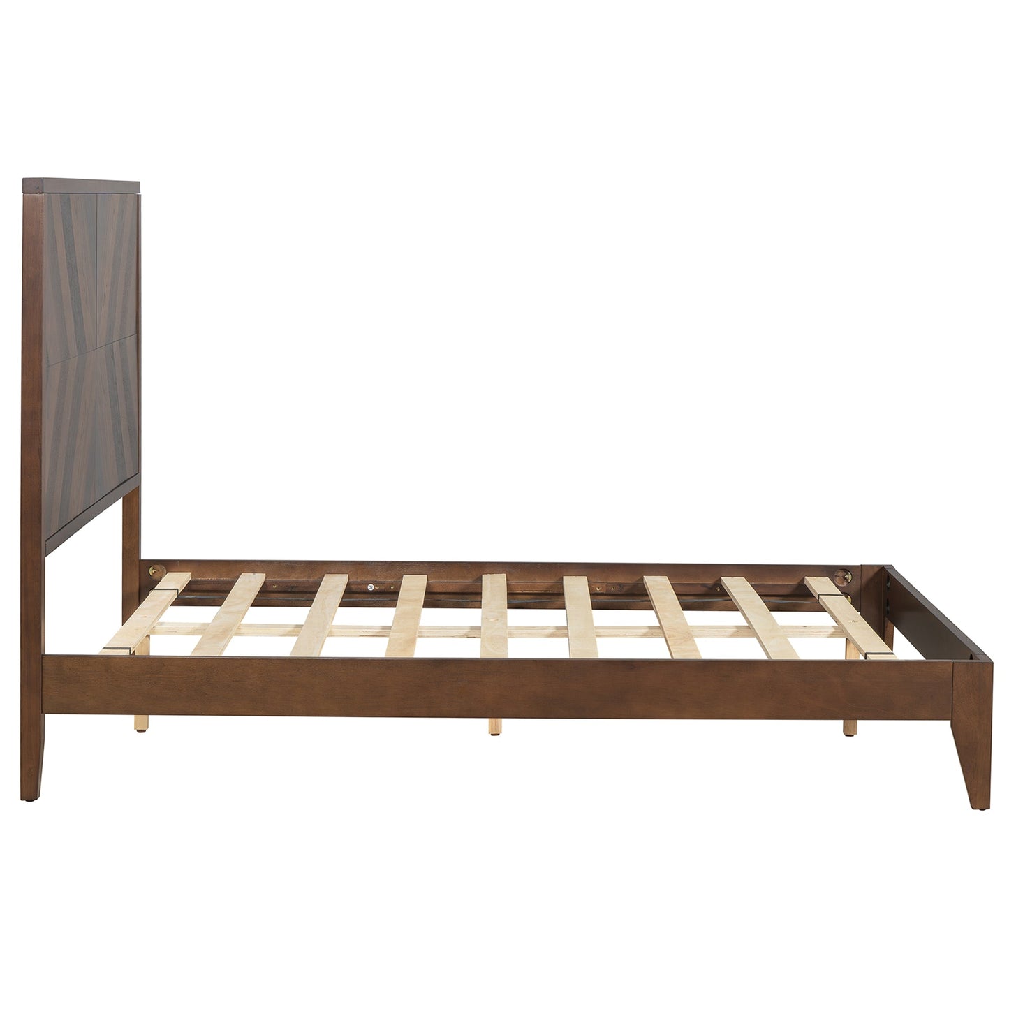 Mid-Century Modern Platform Bed - Walnut Finish, Full Size