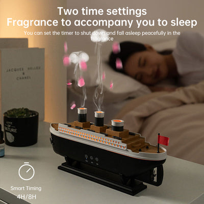 Titanic ship model humidifier (250ml), also an essential oil diffuser with jellyfish smoke ring spray for home aroma. - Korvel