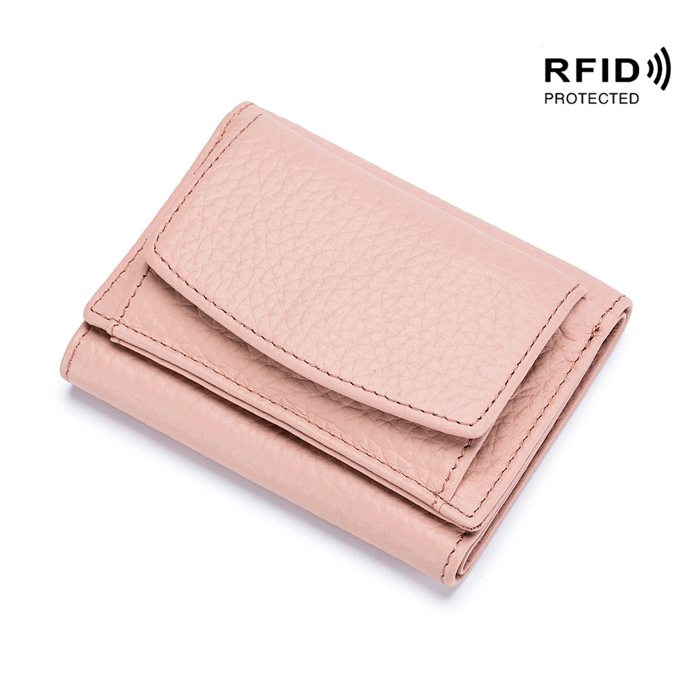Cartera Mini de Cuero Genuino para Mujeres con Protección RFID