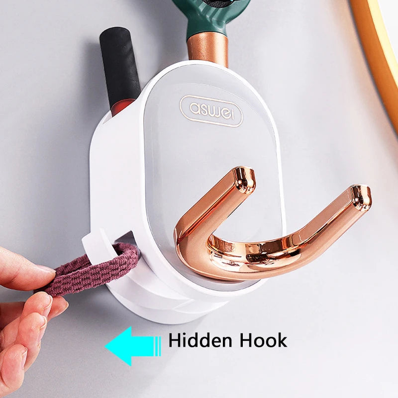 Wall Mounted Hair Dryer Holder Foldable Bathroom Wall Organizer Storage Holder Home Hair Brush Storage Bracket Hair Dryer Rack - Korvel