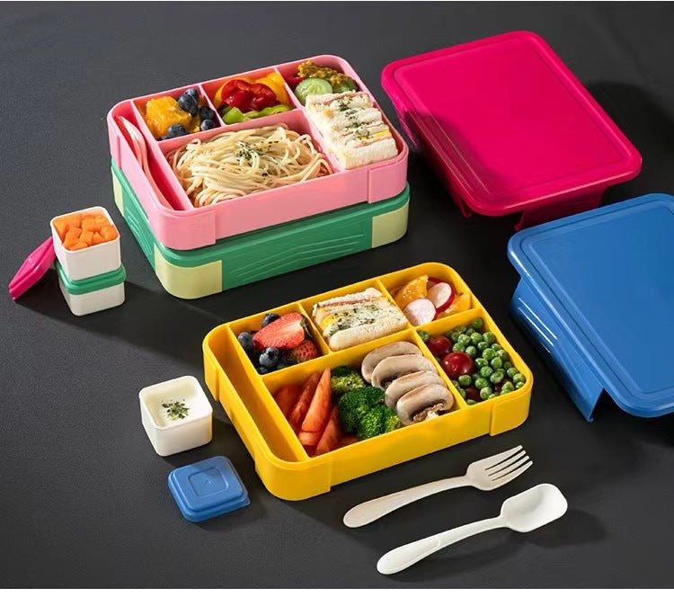 Japanese style simple portable microwaveable double layer partition lunch box - Korvel