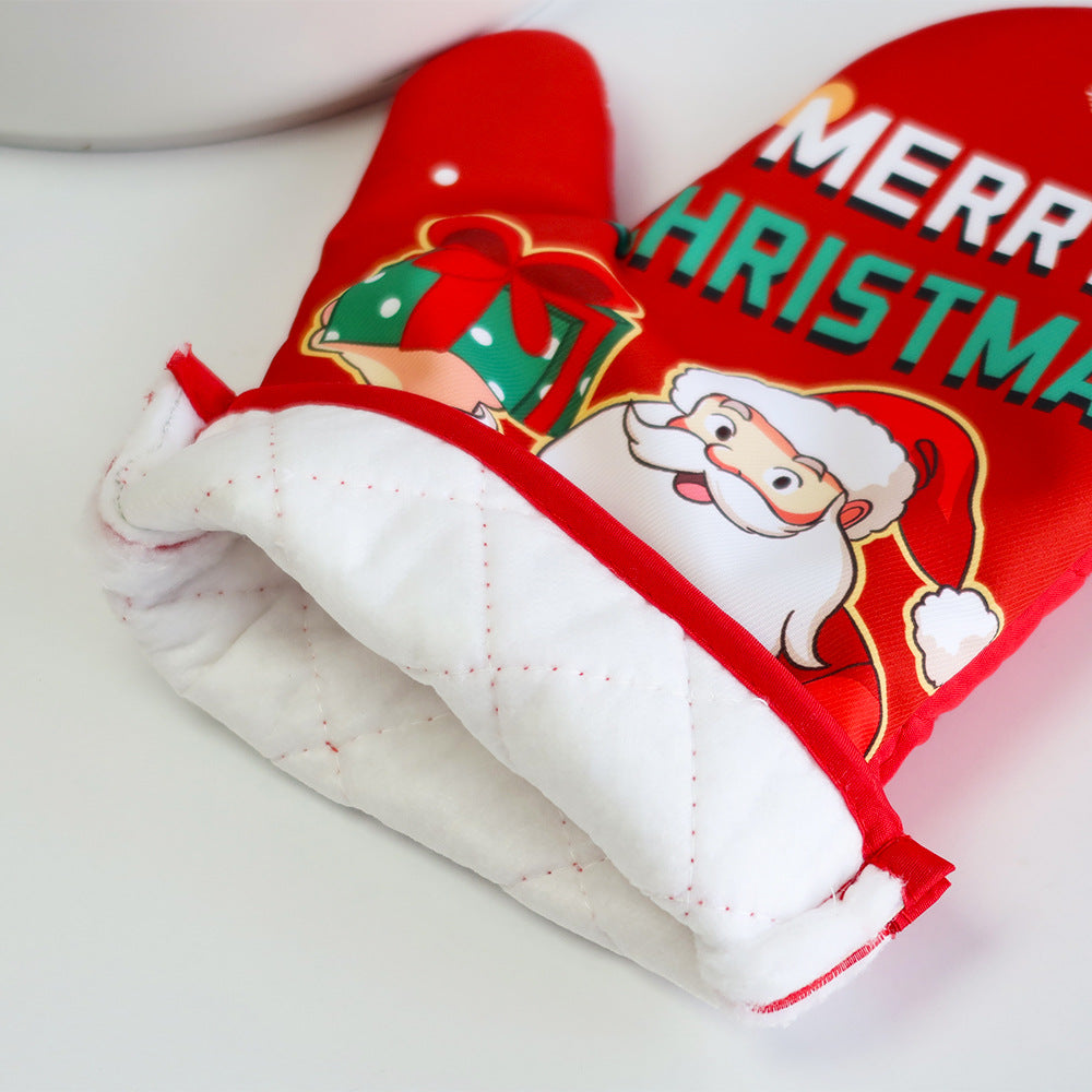 Christmas series insulated gloves, oven gloves, kitchen baking oven gloves, insulated and heat-resistant gloves - Korvel