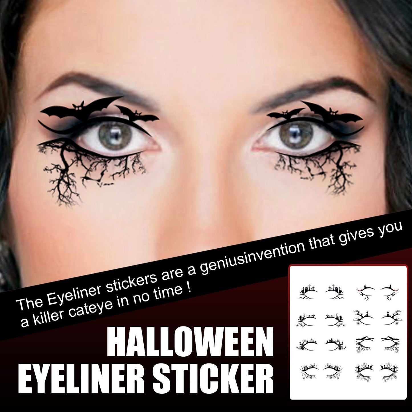 Halloween Eyeliner Stick Scary Fashion Party Makeup Kit Bat Spider Decorative Eyeliner Eyeshadow Stick - Korvel