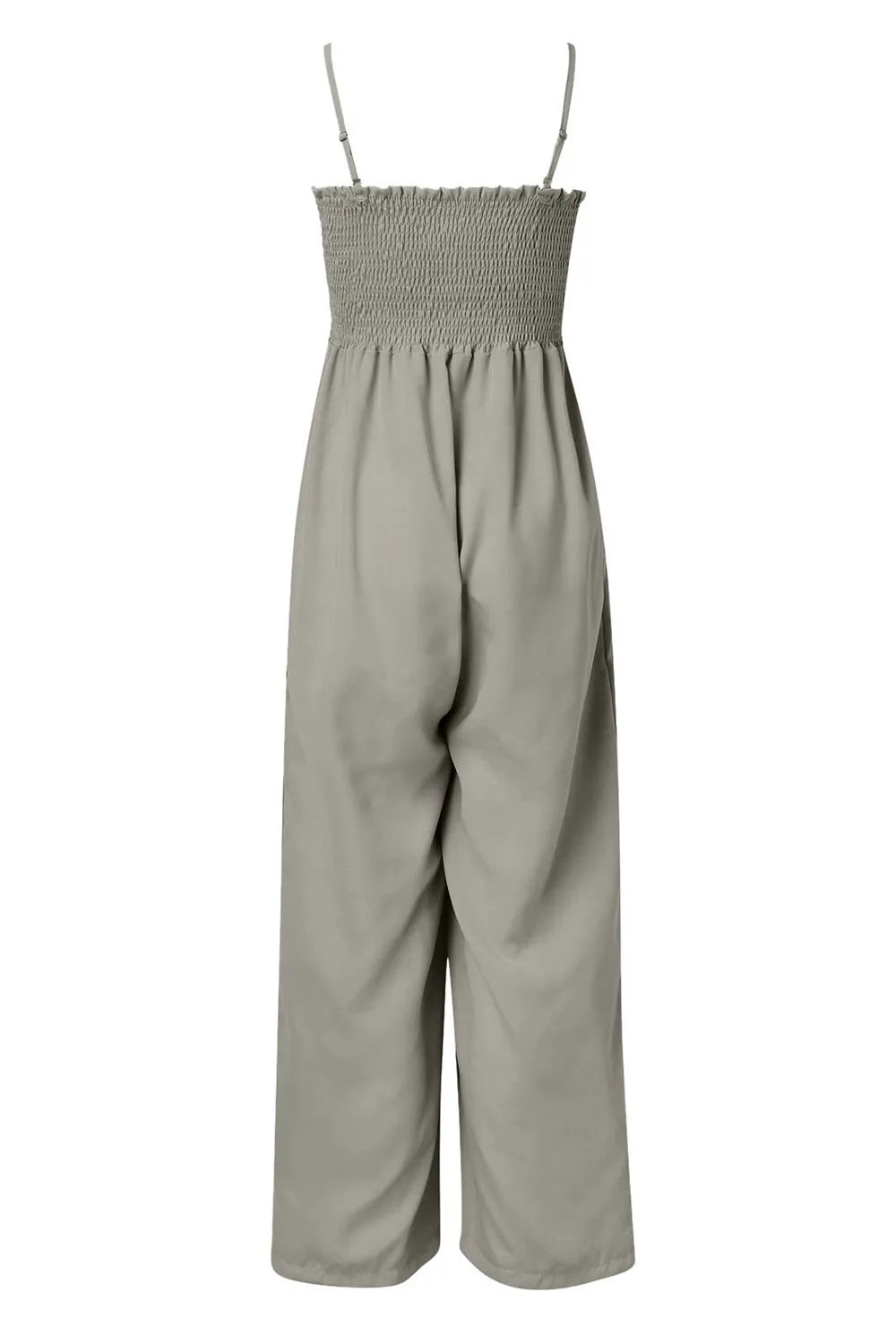 Smocked Spaghetti Strap Wide Leg Jumpsuit - Korvel