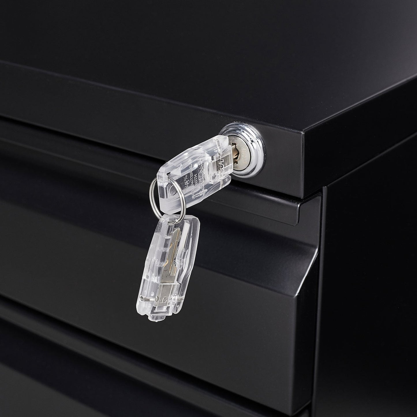 Locked three drawer storage mobile metal filing cabinet with pre installed wheels under the desk filing cabinet - Korvel
