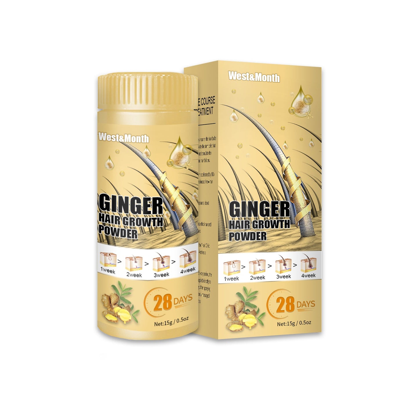 Ginger Powder, Hair Root Treatment Moisturizes and thickens hair, Strengthens and prevents hair loss - Korvel