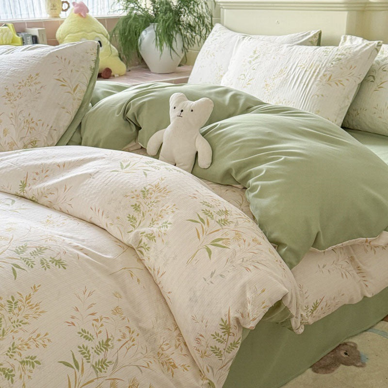 Juego de Ropa de Cama Jacquard de Cuatro Piezas de Doble Gasa