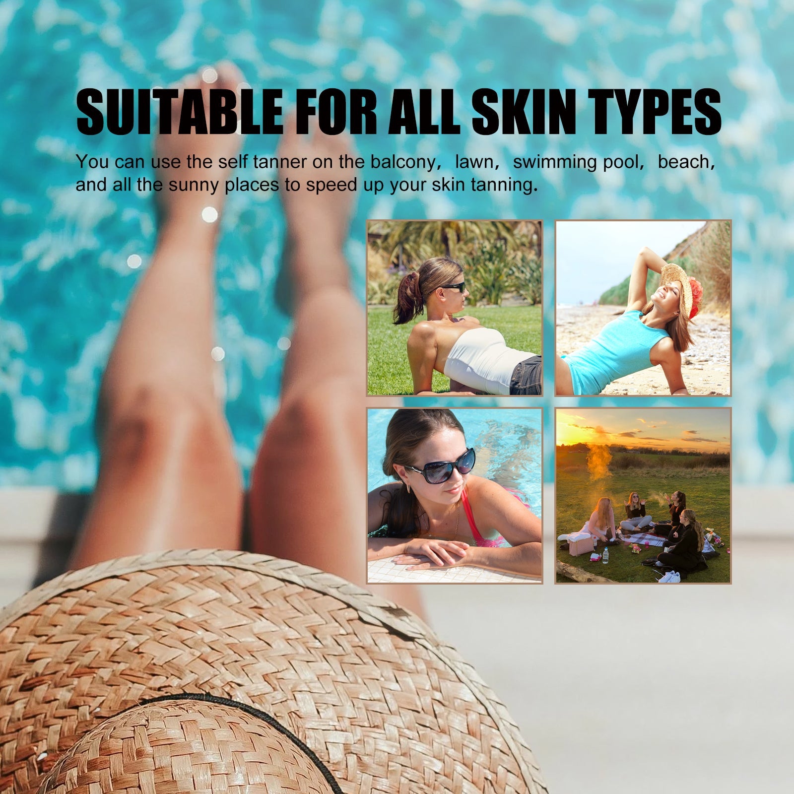 Black Care Gel, Summer Beach Beach Quick Tanning Bronzer Natural Refreshing And Moisturizing - Korvel