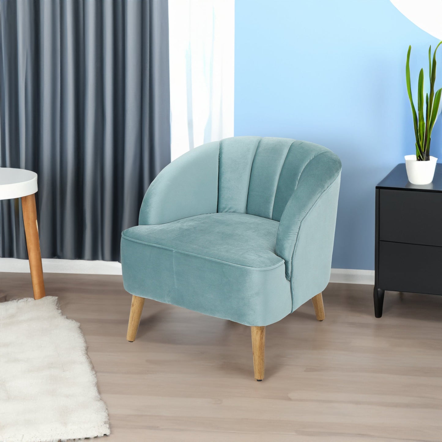 Elegant Blue Velvet Armchair