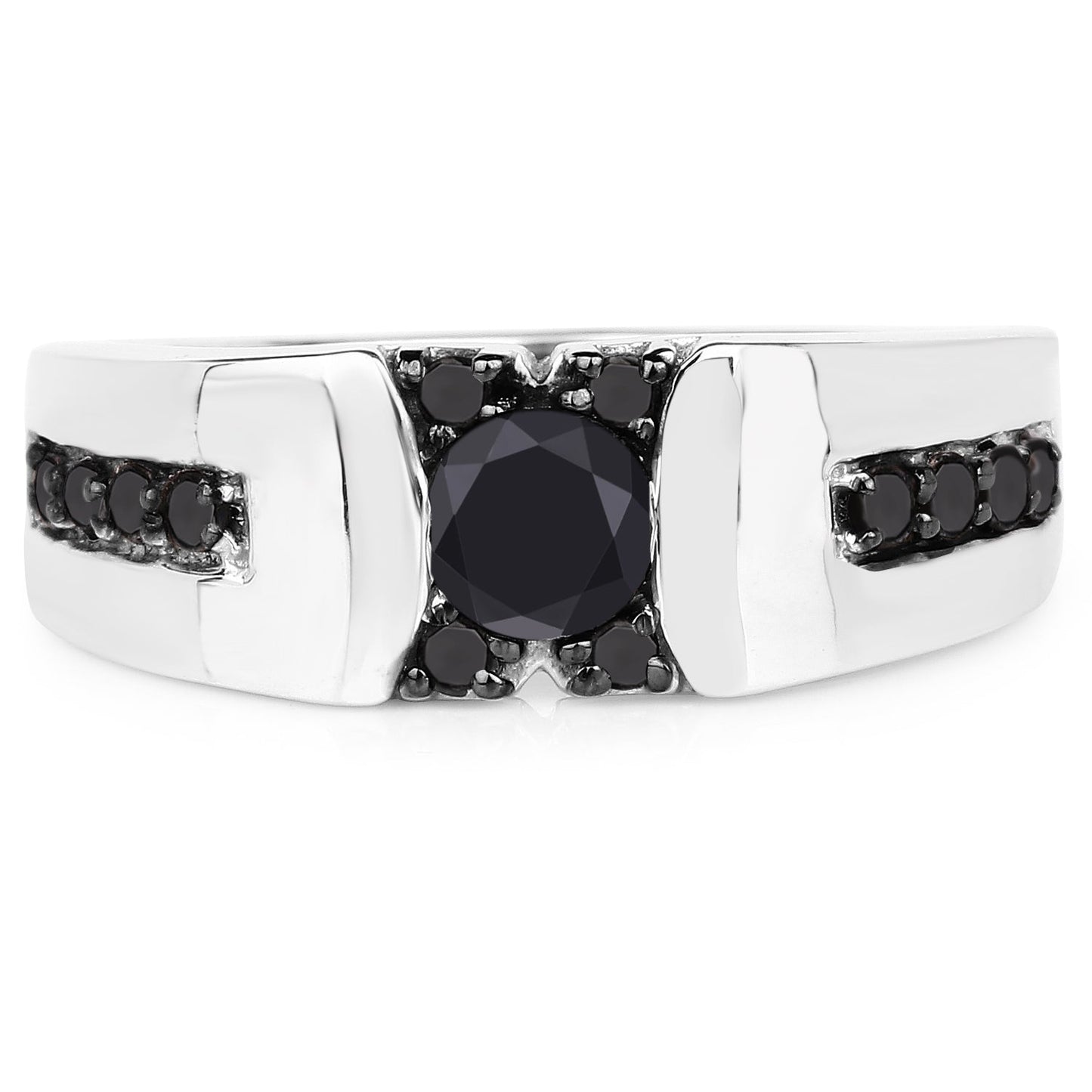 Bague de fiançailles en argent sterling avec diamant noir véritable de 0,83 carat
