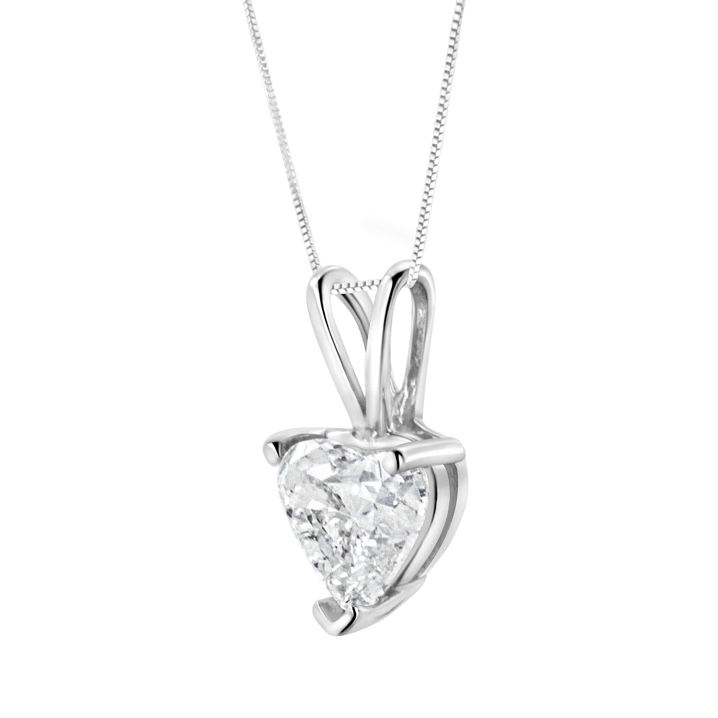 Collar de Pendant de Diamante Creado en Laboratorio en Forma de Corazón de Oro Blanco de 14K