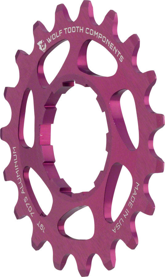 Engranaje de Aluminio de Velocidad Única Wolf Tooth - 19t para Cadenas de 3/32" - Púrpura