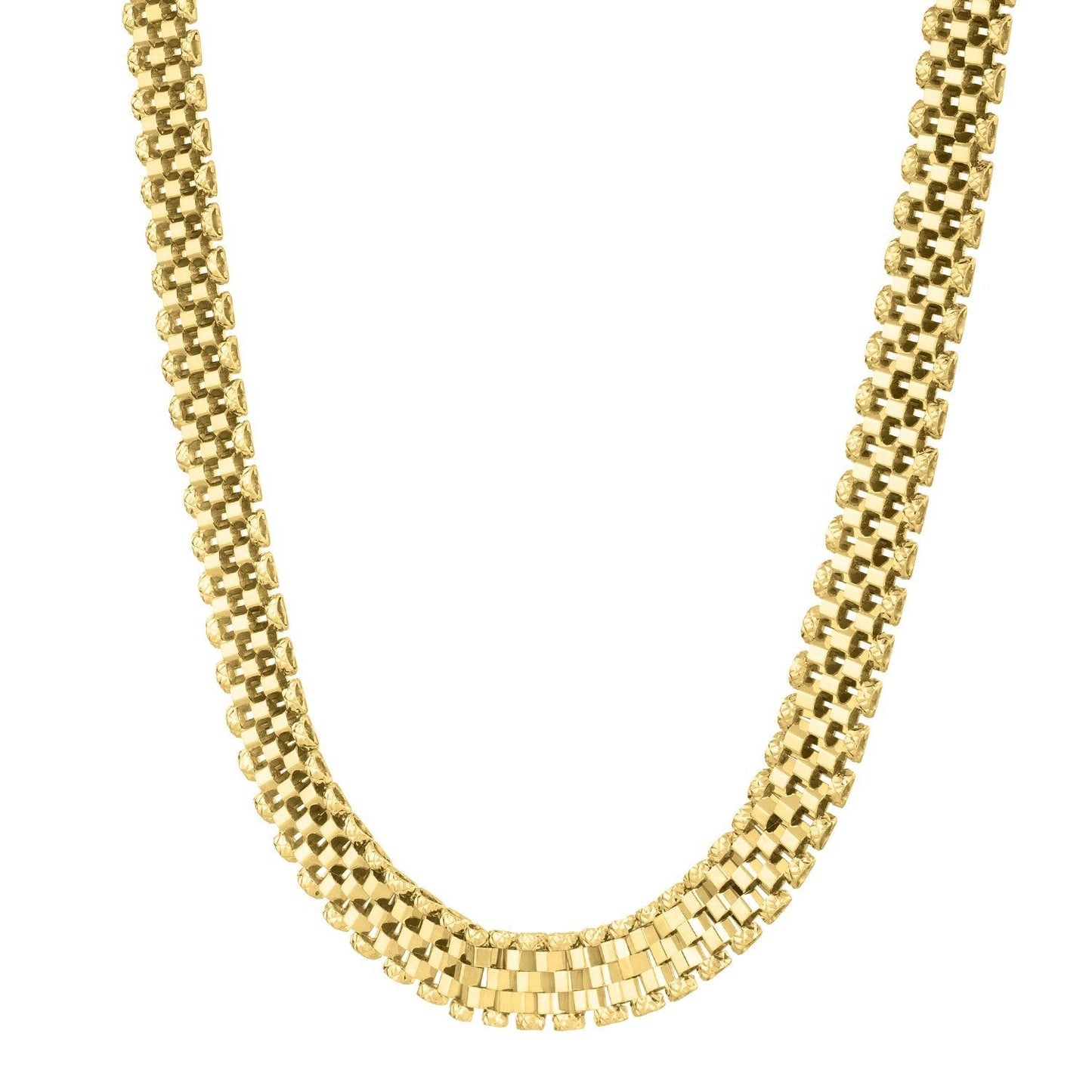 Collier en chaîne à maillons panthère facettés en or jaune 14 carats