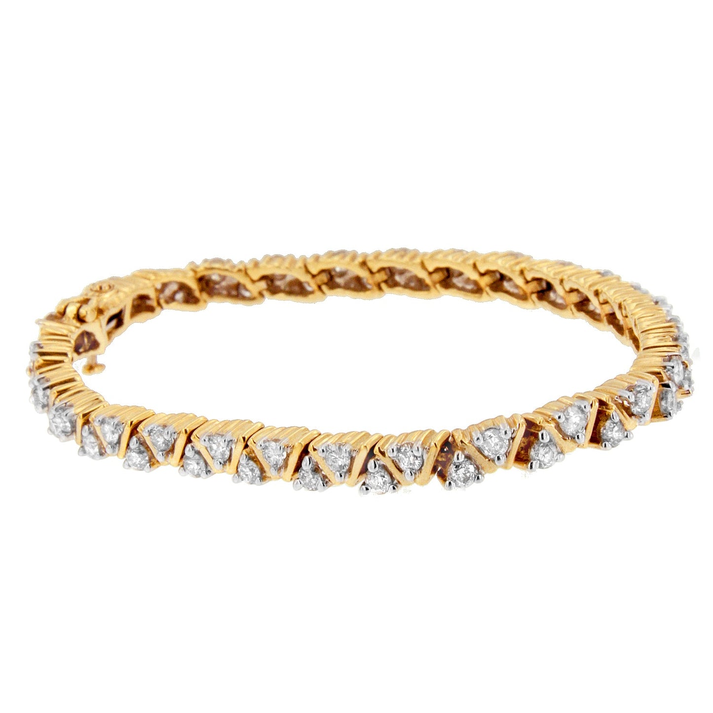 Bracelet en diamant taille ronde en or jaune 14K