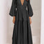 Elegant Lightweight Deep V-Neck Balloon Sleeve Maxi Dress