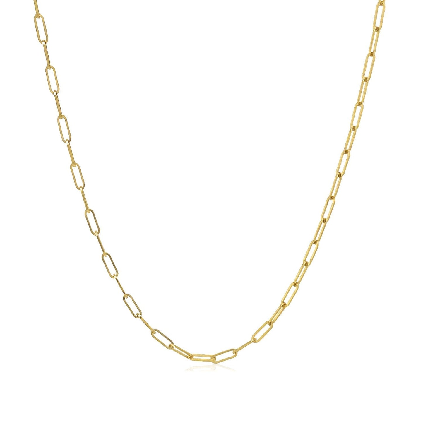 14K Yellow Gold Fine Paperclip Chain Necklace