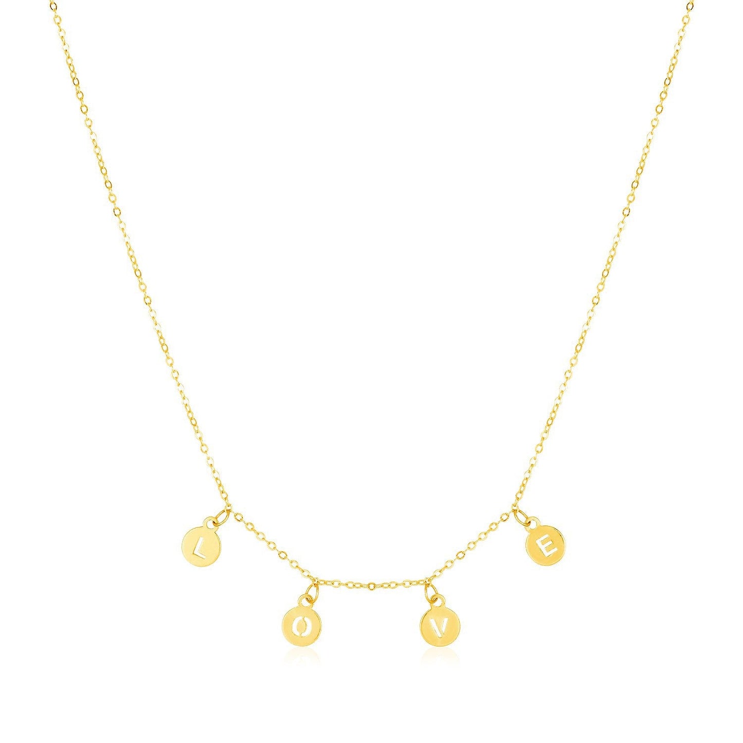 Collier en or jaune 14 carats avec gouttes en cercle