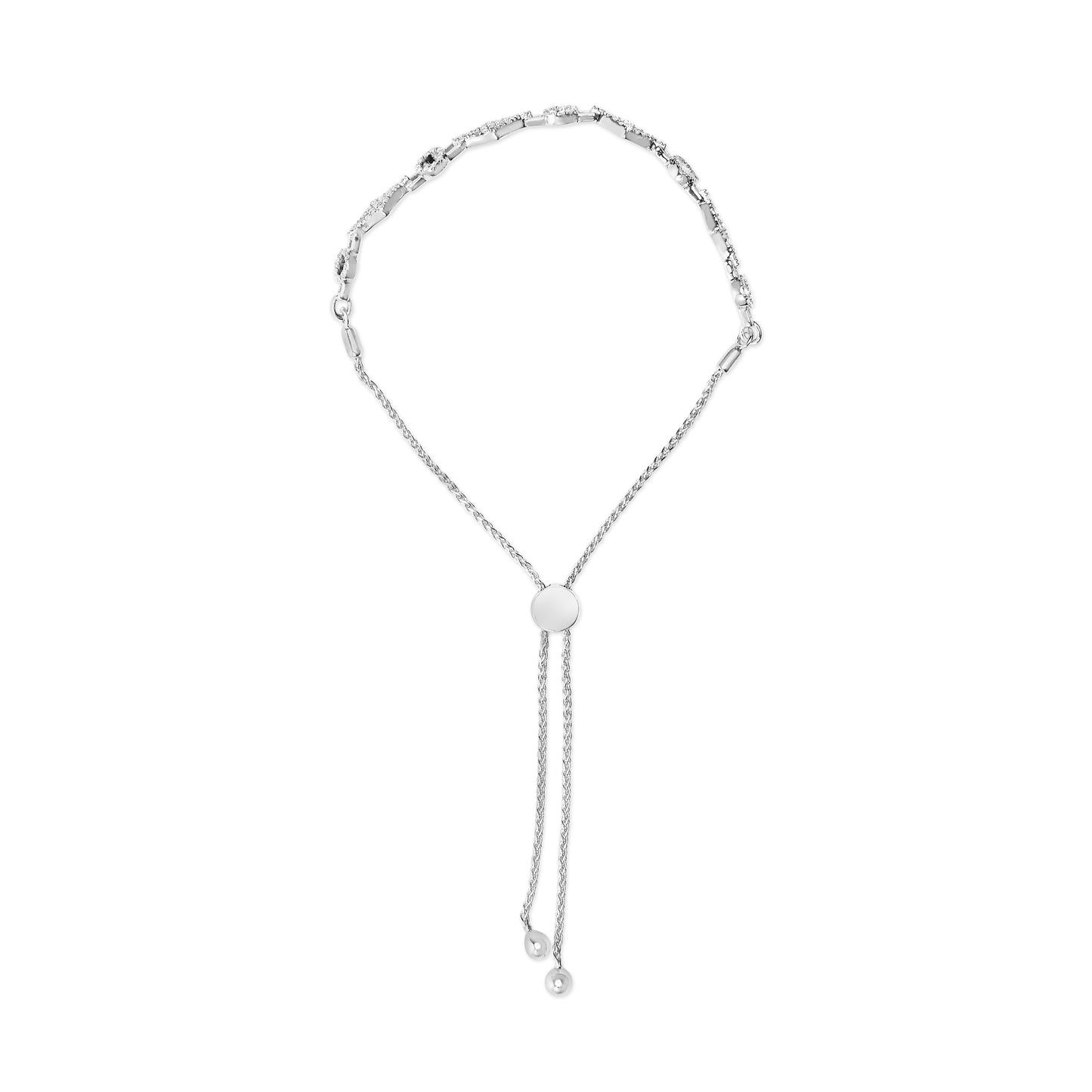 Bracelet Bolo Ajustable en Argent Sterling .925 avec Diamants