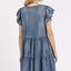 Vestido Mini de Manga Corta con Volantes y Escote en V para Mujeres
