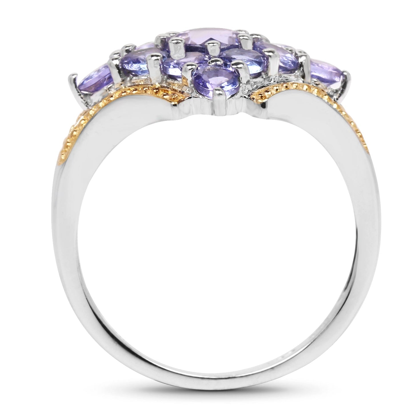 Bague en Tanzanite Véritable Plaquée Deux Tons de 1,67 Carat