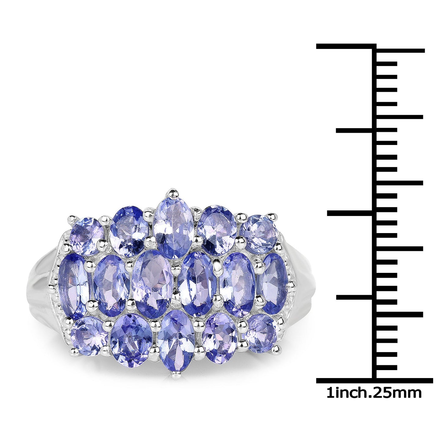 Bague de fiançailles en argent sterling avec tanzanite véritable de 3,08 carats