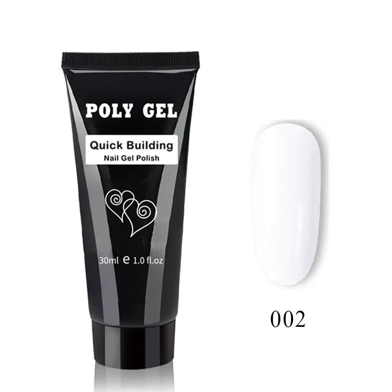 Kit de Poly Gel pour Nail Art Français avec Pinceau UV et Conseils d'Ongles
