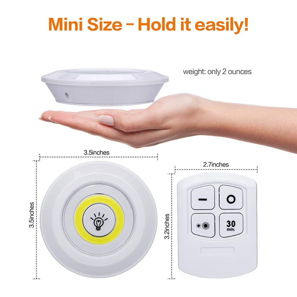 Lumière sous cabinet dimmable sans fil 3W avec télécommande