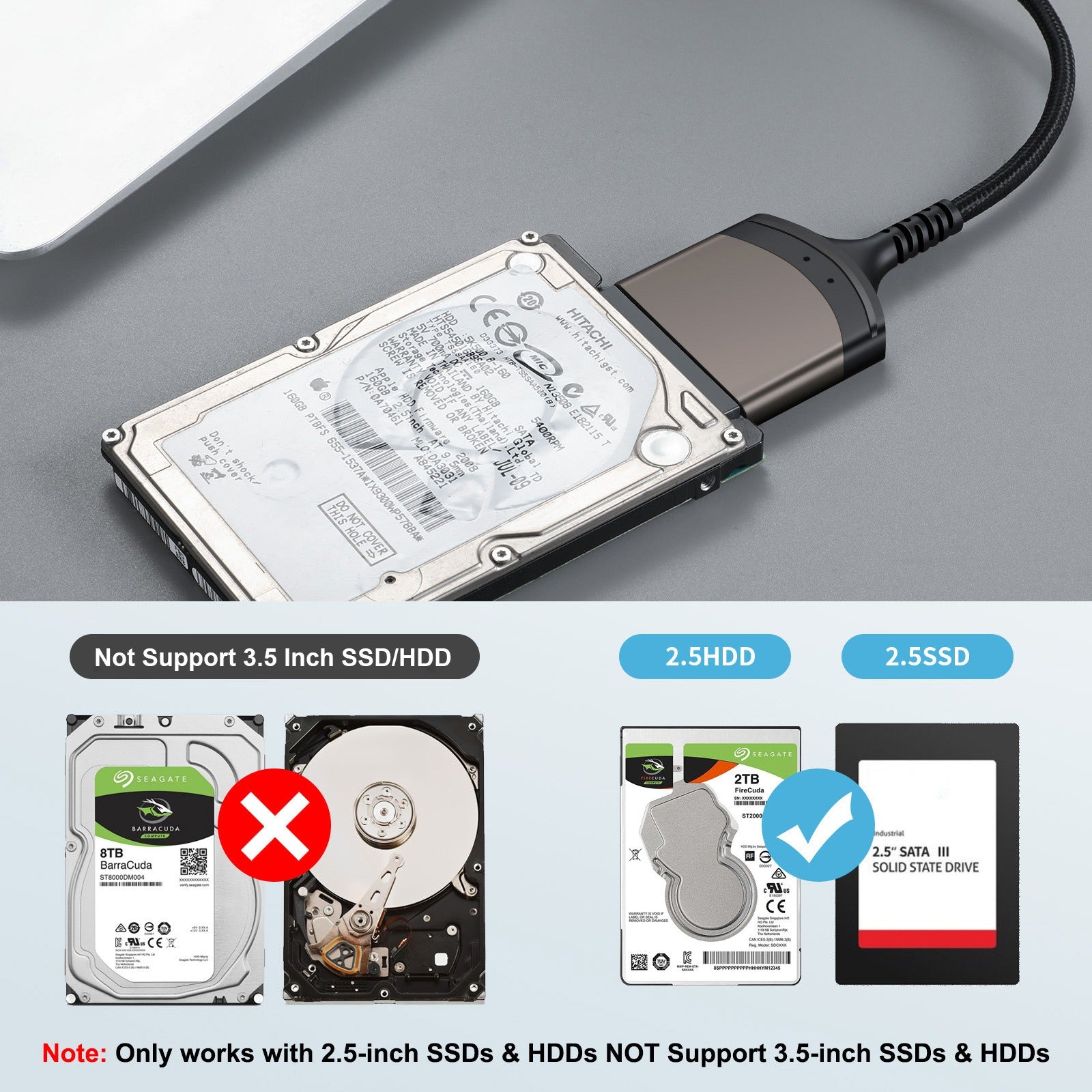 USB 3.0 to SATA Easy Drive Cable Serial Hard Disk 2.5-inch Mobile Hard Disk Adapter Cable USB Aluminum Alloy Shell - Korvel