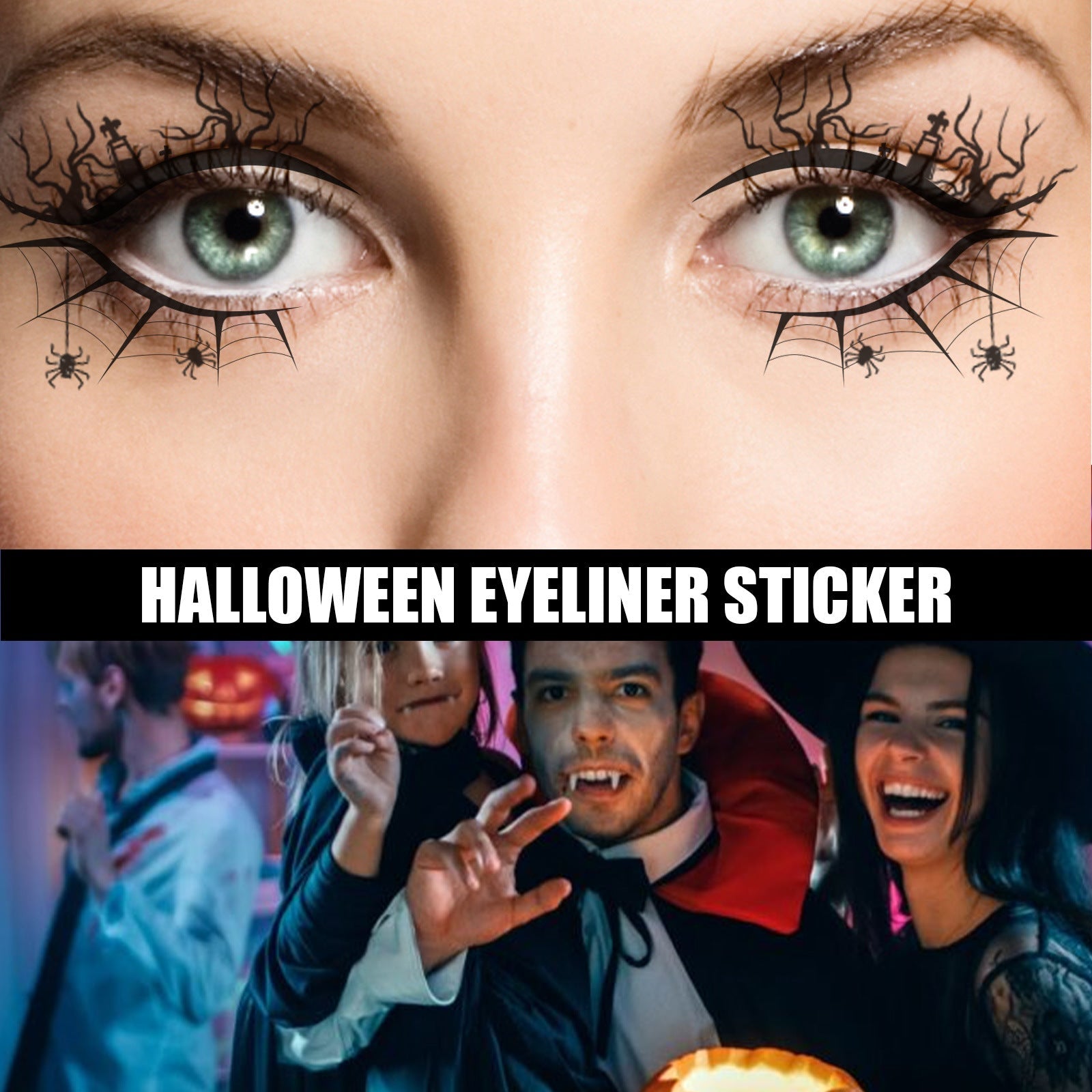 Halloween Eyeliner Stick Scary Fashion Party Makeup Kit Bat Spider Decorative Eyeliner Eyeshadow Stick - Korvel