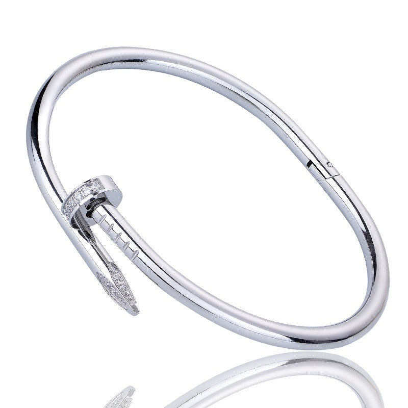 Diamond titanium steel bracelet for women, light luxury, non fading card home nail bracelet - Korvel