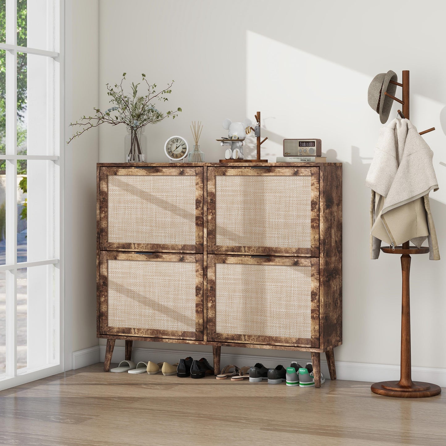 4-Door Freestanding Modern Shoe Rack for Entryway
