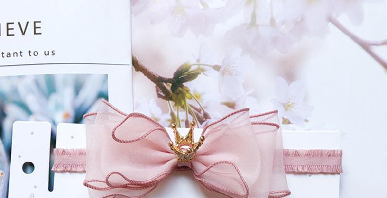 Luxury Pearl Handmade Bowknot Crown Headband for Baby Girls