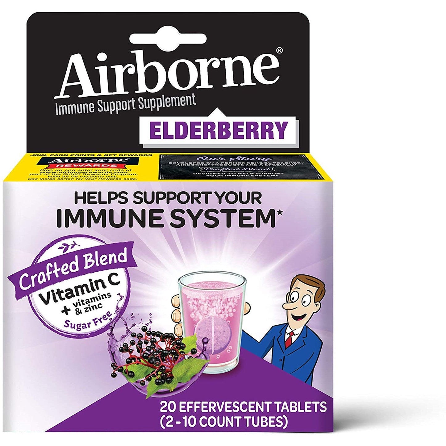 Comprimés effervescents Airborne à base de sureau pour le soutien immunitaire