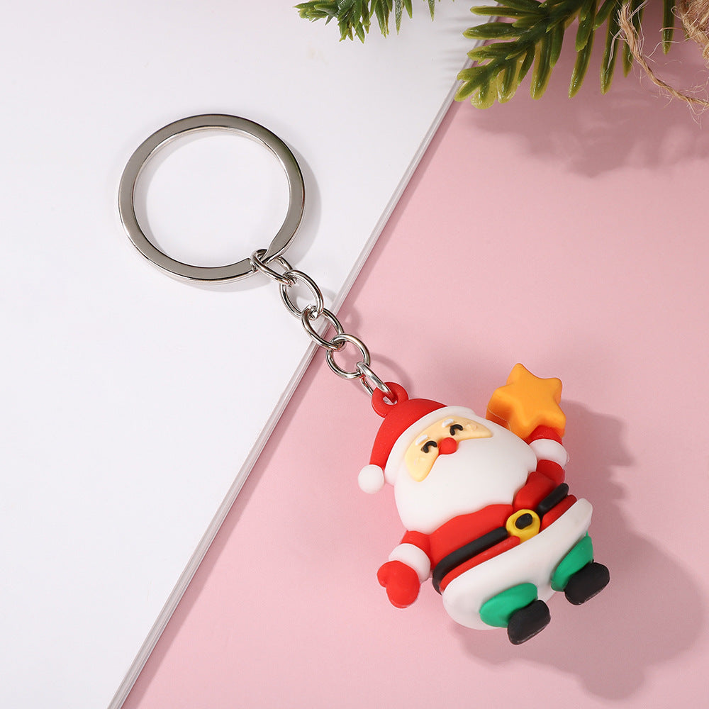 Christmas series keychains cute cartoon soft rubber dolls creative three-dimensional Santa Claus pendants small gifts - Korvel